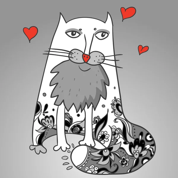 Kedi sever, romantik arka plan — Stok Vektör