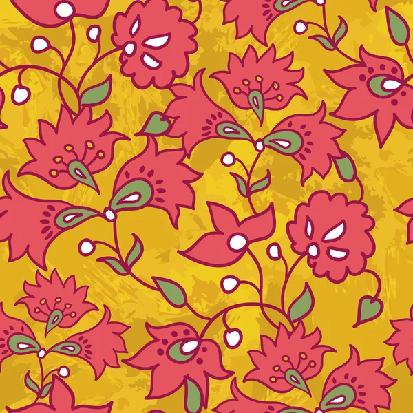 Patrón foral sin costuras de moda, textura sin fin con flores. Fondo vectorial para el diseño textil en estilo vintage. Fondo de pantalla, fondo — Archivo Imágenes Vectoriales