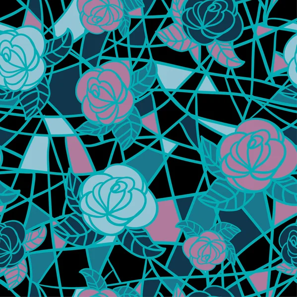 Vektorové bezešvé květinový vzor s abstraktní růže — Stockový vektor