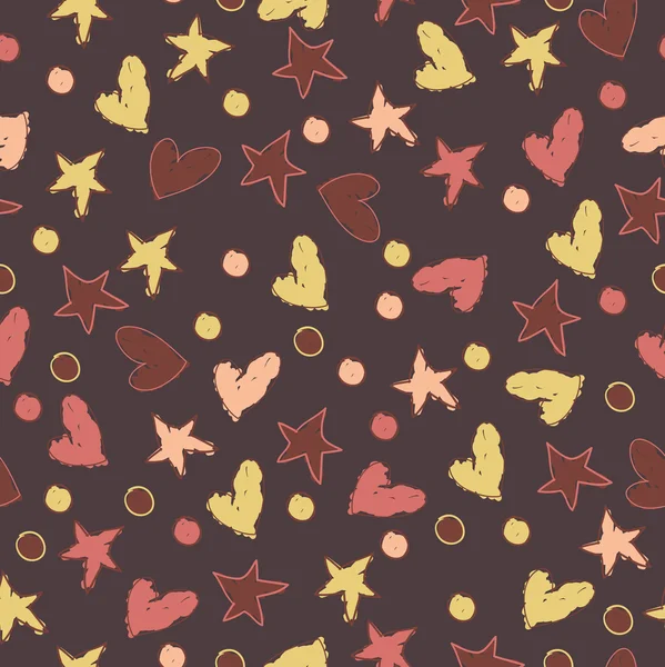 Fondo sin costuras: estrellas, ovejas y corazones — Vector de stock