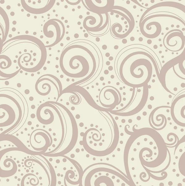 与波和卷曲的无缝花卉背景图案 — 图库矢量图片