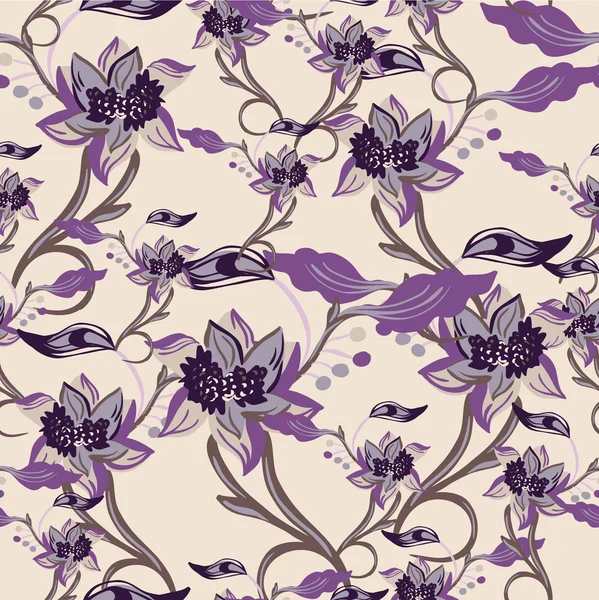 Patrón de fondo floral sin costuras con ondas y rizos — Archivo Imágenes Vectoriales