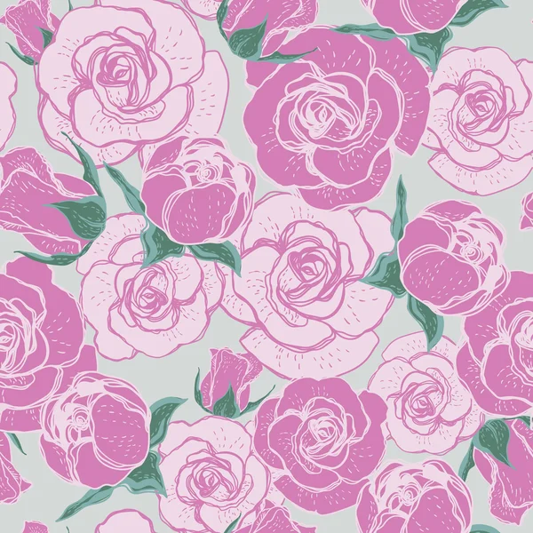 Schöne florale nahtlose Muster mit Rosen — Stockvektor