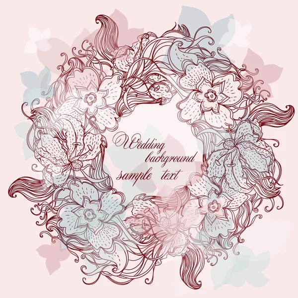 Wallpaper, Stylish circle Vector Wedding Background Frame lace-like vintage — Stock Vector