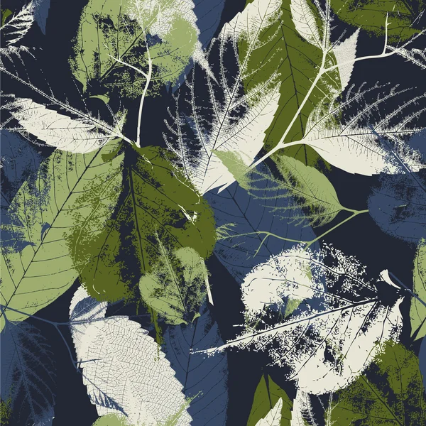 Modèle abstrait sans couture avec des feuilles et des fleurs Fond avec des fleurs texture grunge — Image vectorielle