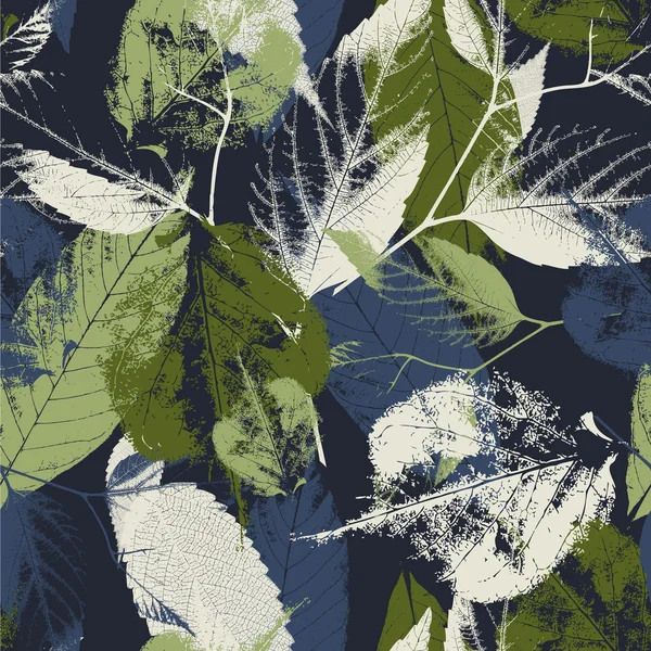 Absztrakt varrat nélküli mintát a levelek és virágok háttérben virágok grunge textúra — Stock Vector