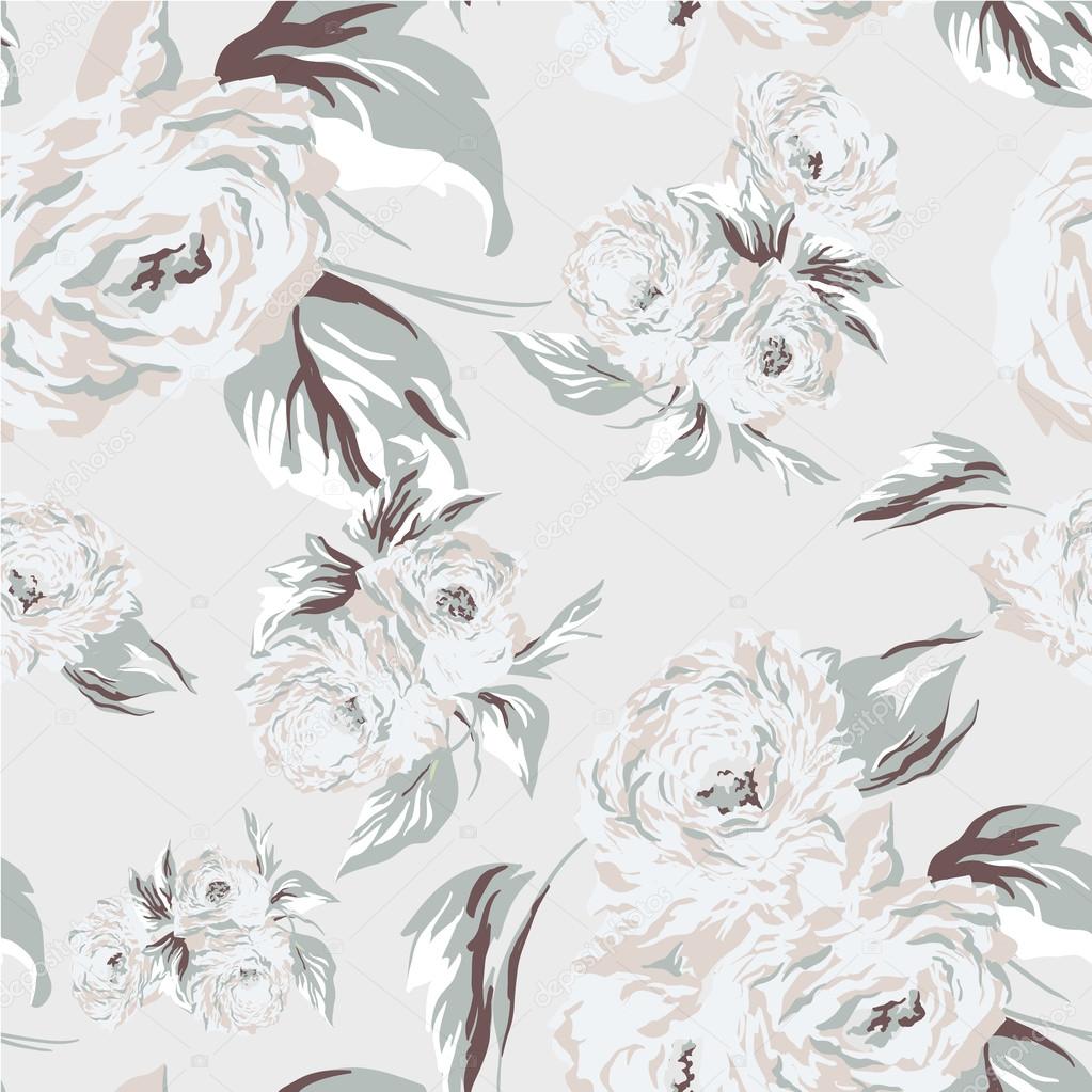 Seamless texture with flowers. Endless floral pattern. Vector background for textile design in vintage style