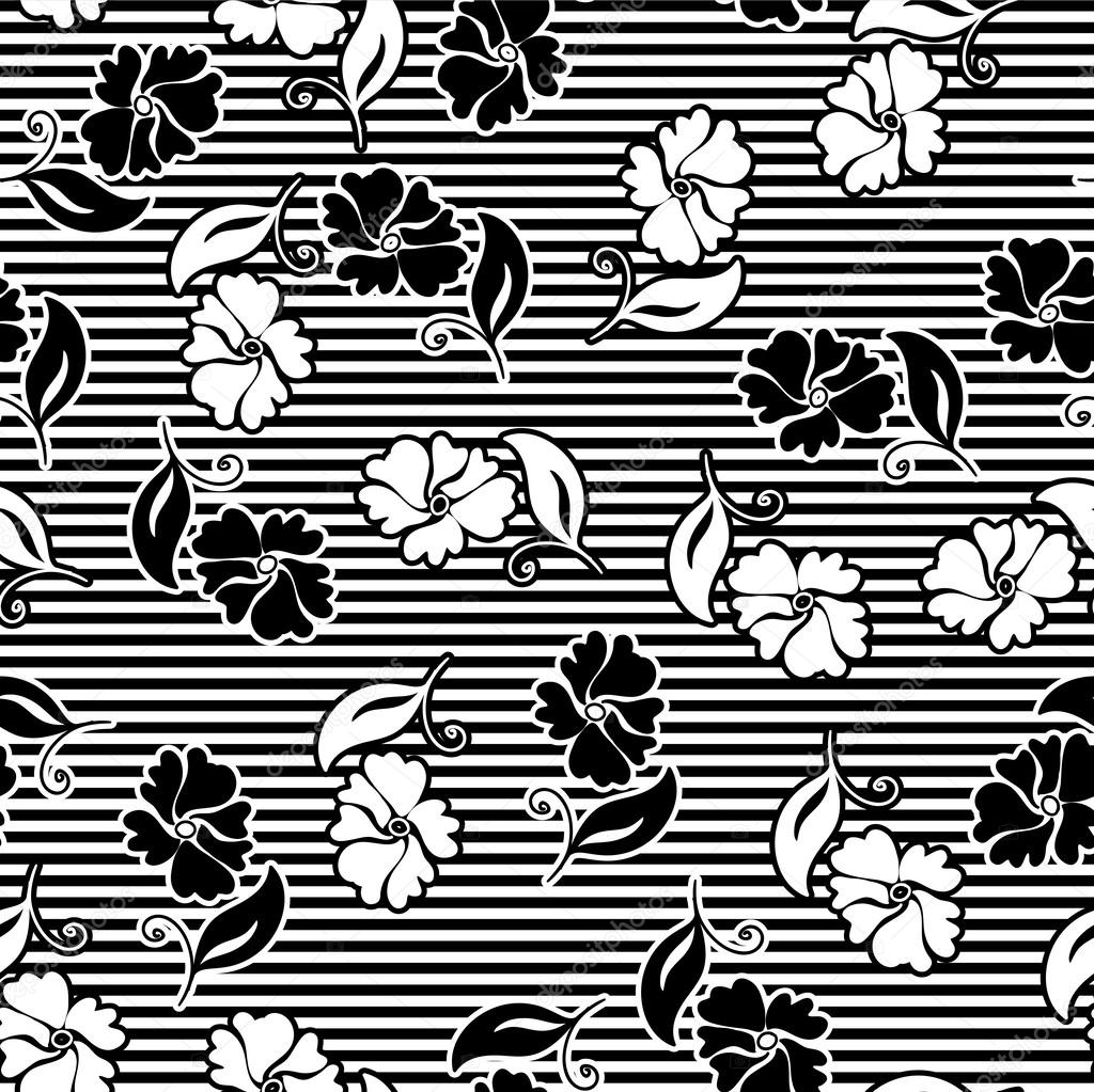 Monochrome seamless floral patterns Vector backgrounds for textile desig