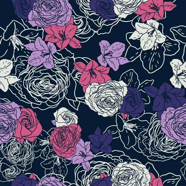 Fondo con rosas en estilo vintage — Vector de stock