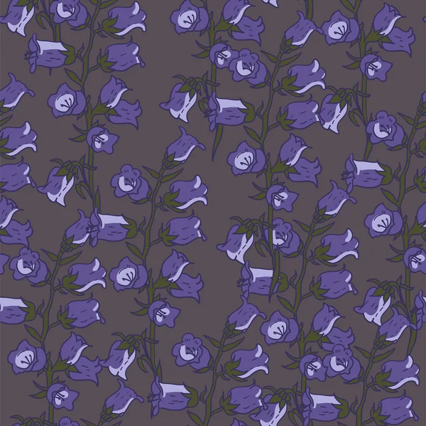Nahtloses Retro-Blumenmuster mit Glöckchen — Stockvektor