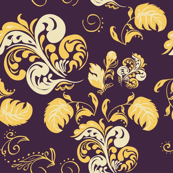 Modèle sans couture jaune avec des fleurs et une boucle — Image vectorielle