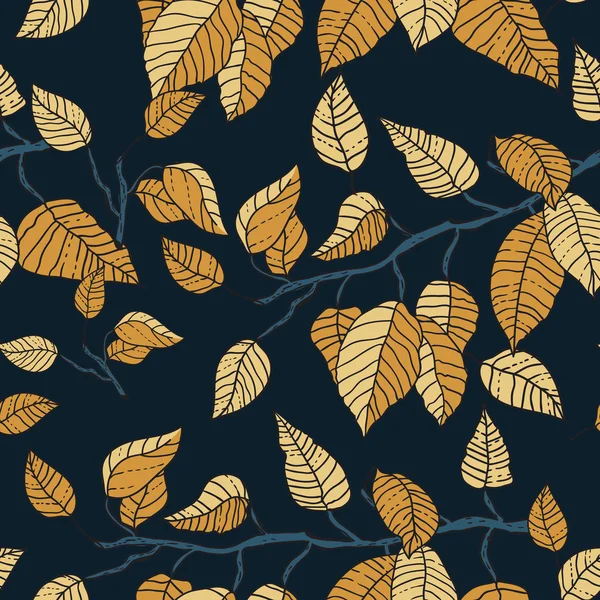 Seamless pattern with yellow leaves — Stock Vector