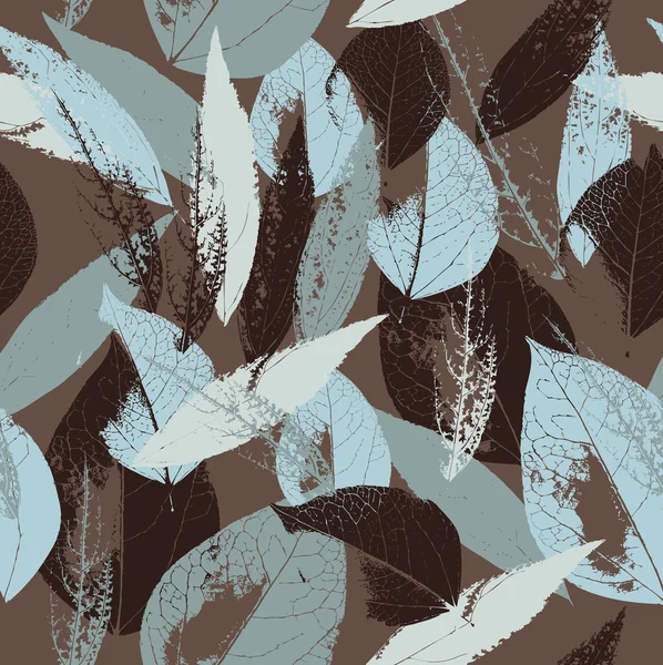 Motif abstrait sans couture avec des feuilles, texture grunge — Image vectorielle