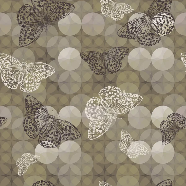 Cirkels patroon met vlinders — Stockvector