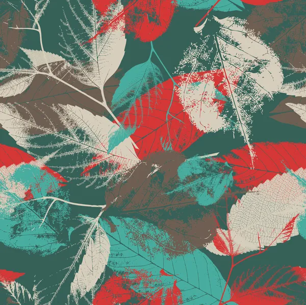 Abstraktes, nahtloses Muster mit Blättern und Blüten — Stockvektor