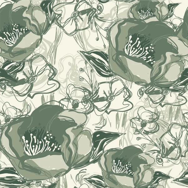 ロマンチックな花ビンテージ背景シームレスなレトロ花柄 — ストックベクタ