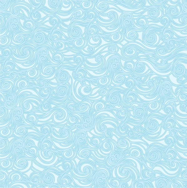 Vector seamless blue abstract pattern with waves and curl — Stock Vector