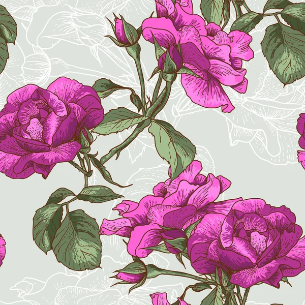 美しいシームレスなバラの背景 — ストックベクタ
