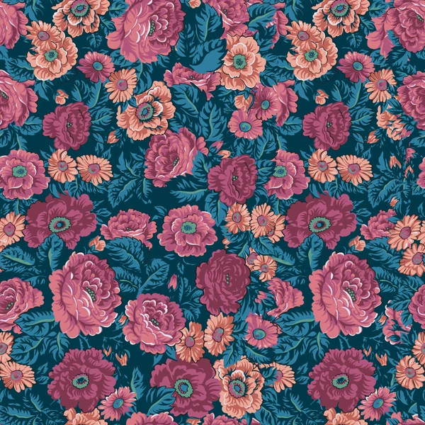 Motif floral sans couture avec rose — Image vectorielle