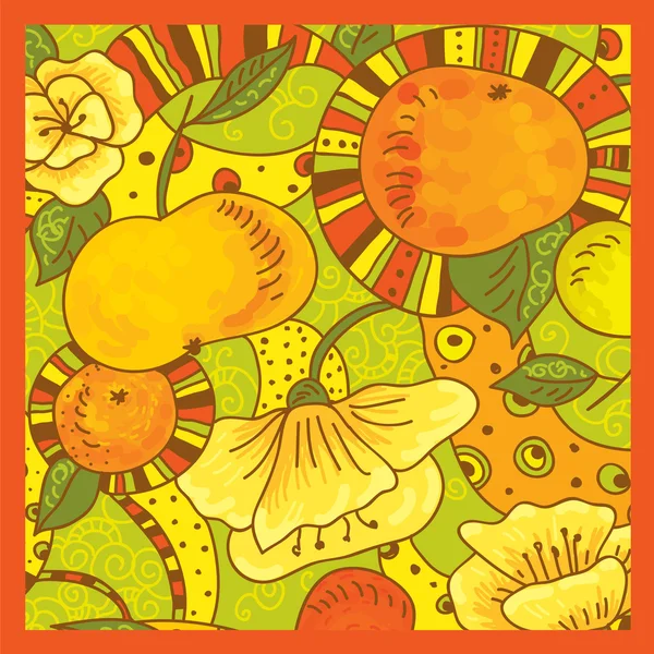 Ornamento arancione con mele — Vettoriale Stock