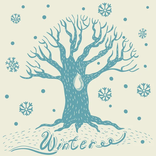 Vetor árvore inverno fundo —  Vetores de Stock