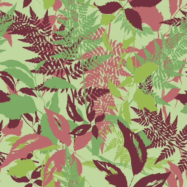 葉や花とのシームレスなパターン — ストックベクタ