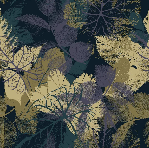 Abstract naadloos patroon met bladeren en bloemen — Stockvector