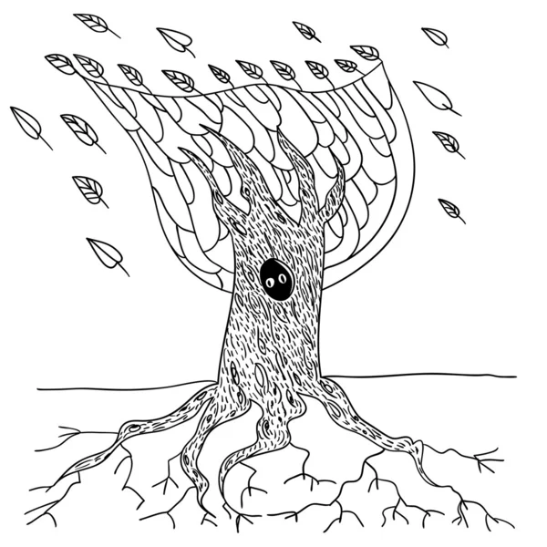 Дерево осень и зима фон — стоковый вектор