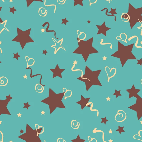 Fondo sin costuras: estrellas y corazones — Vector de stock