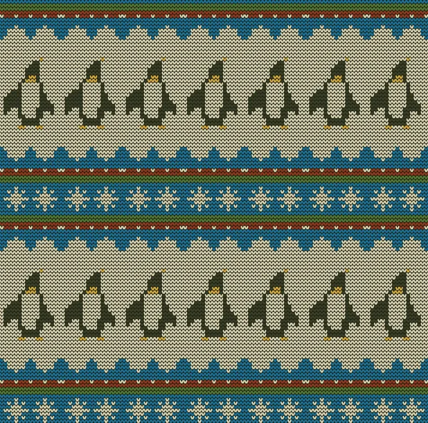 Modello di maglia senza cuciture con pinguini — Vettoriale Stock