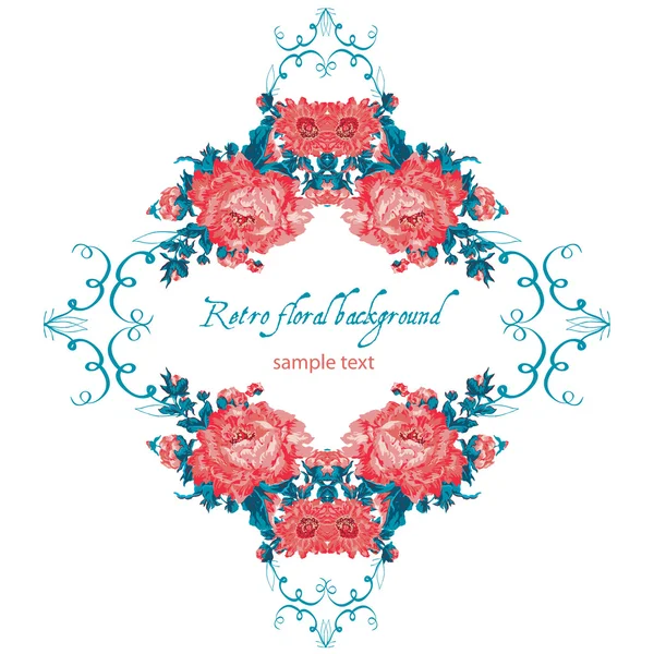Frame lace-like vintage template with roses — Stock Vector