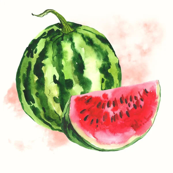 Aquarell Wassermelone Hintergrund — Stockfoto