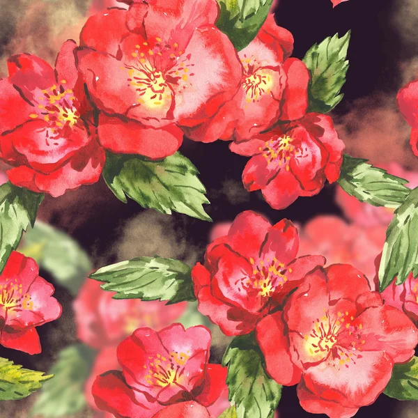 Akwarela bezszwowe tło z różą — Zdjęcie stockowe