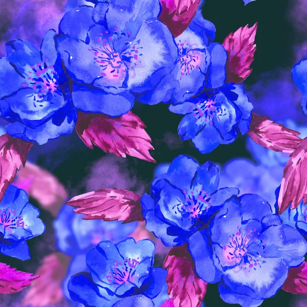 Aquarell nahtloser Hintergrund mit Rose — Stockfoto