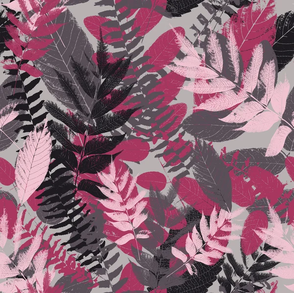 Abstrakta sömlösa mönster med blad och blommor bakgrund med blommor grunge konsistens — Stock vektor