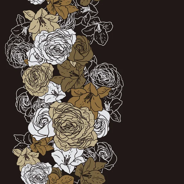 Vektor nahtlose Blumenmuster mit Rosen Blumenmuster — Stockvektor