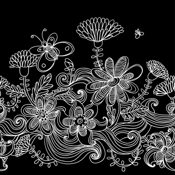 Fleur romantique fond motif floral rétro sans couture — Image vectorielle