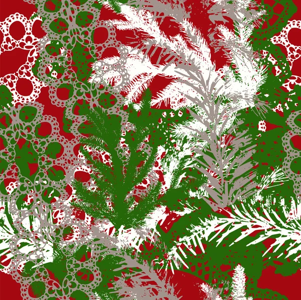 Abstracte naadloze patroon met kerstboom en lace achtergrond met kerstboom en lace grunge textuur — Stockvector