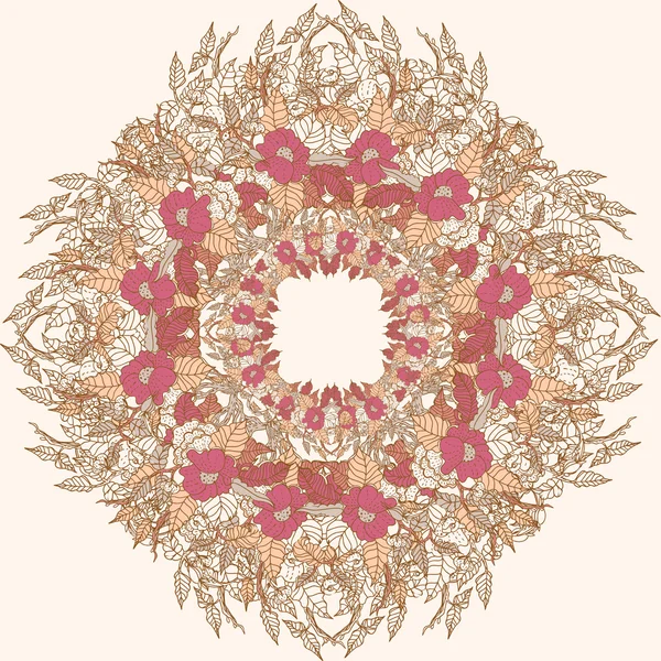 Рамка кружева, как винтажный шаблон с розами Стильный фон круга — стоковый вектор