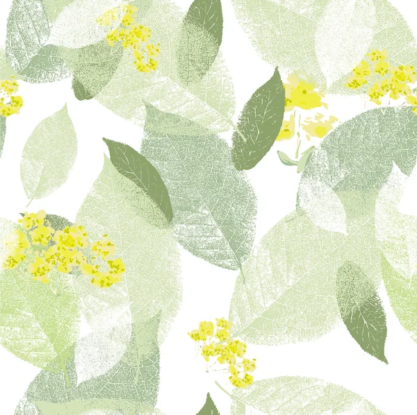 花グランジ テクスチャの葉や花の背景を持つ抽象のシームレスなパターン — ストックベクタ