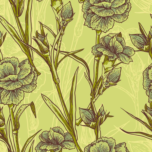 Fondo floral sin costuras con clavel — Vector de stock