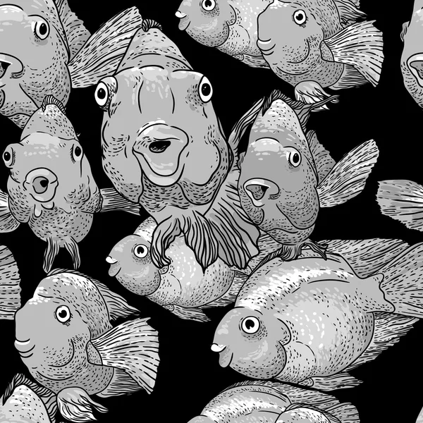 Abstrakte Grafiken Fische auf dem Hintergrund von Wellen — Stockvektor