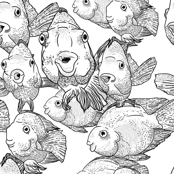 Graphiques abstraits poissons sur fond de vagues — Image vectorielle