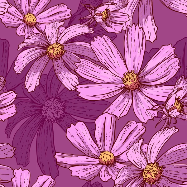 シームレスなヴィンテージ花の背景 — ストックベクタ