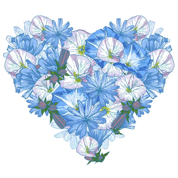 Corazón de flores — Vector de stock