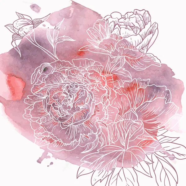 水彩画の花の抽象的な背景 — ストックベクタ