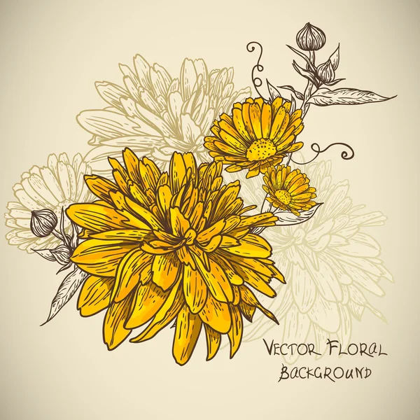 Fundo floral com flores floridas — Vetor de Stock