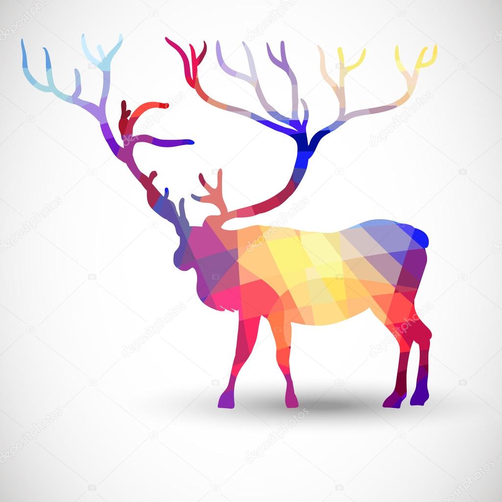 Silhouette of a deer of geometric shapes
