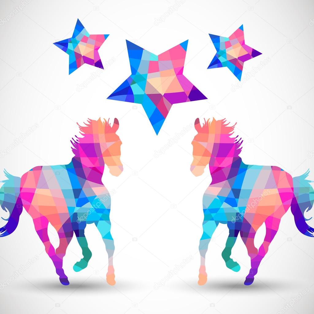 Abstract horse of geometric shapes with star