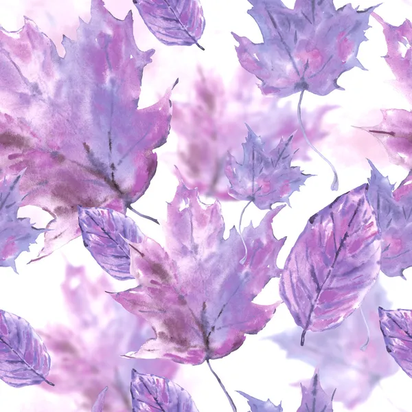 Feuilles aquarelle fond d'automne sans couture — Photo